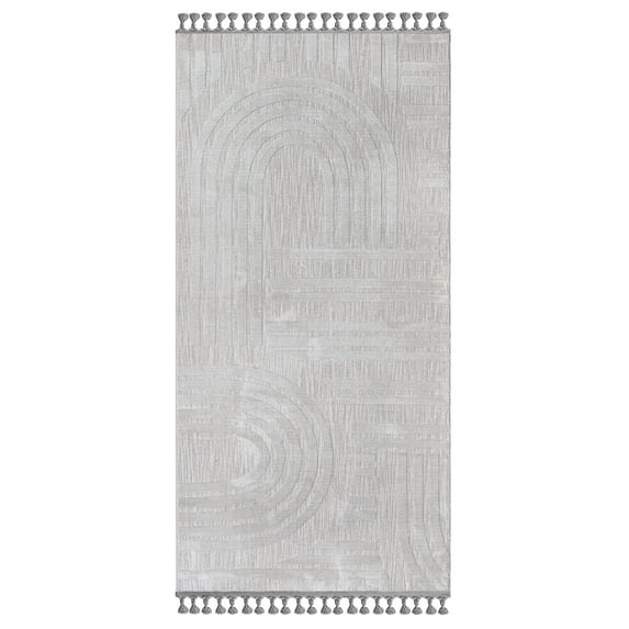Melzar White Modern Polyester Area Rugs for Living Room Jacquard Textured Modern Rugs Soft Geometric Rug for Bedroom Washable Rug Non-Slip Bohemian Carpet Perfect for Dining Room Office Beige