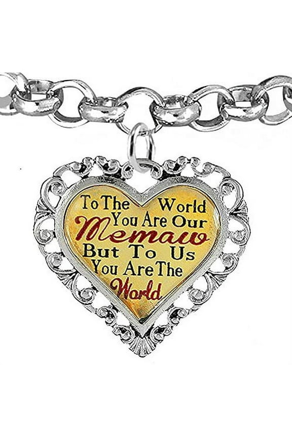Memaw Heart Charm Bracelet 2016 Hypoallergenic, Adjustable, Safe, Nickel, Lead, & Cadmium Free!