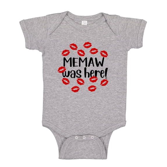 Memaw Was Here Baby Bodysuit One Piece NB Athletic Heather
