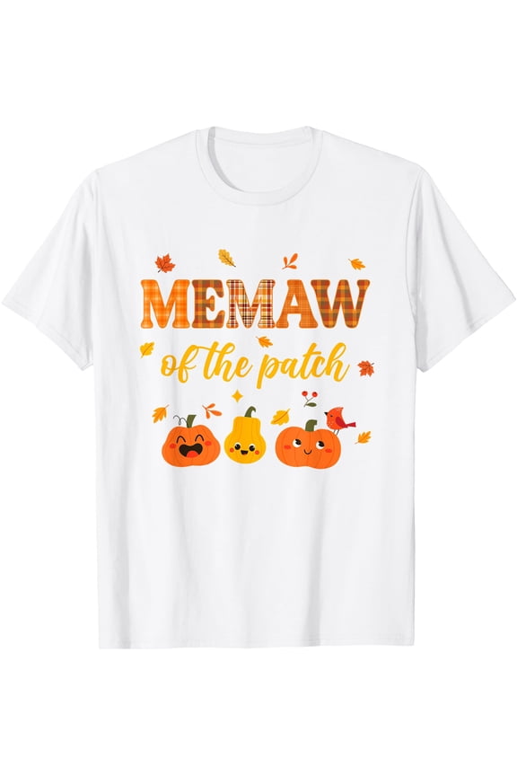 Memaw of The Patch Matching Family Pumpkin Fall Halloween T-Shirt,Top Tees,Whiet