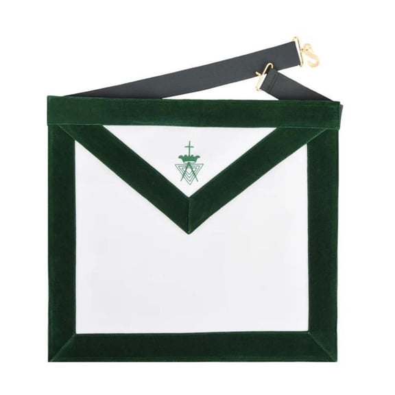 Member Allied Masonic Degrees Apron - Adjustable Dark Green with Gold Snake Fastener