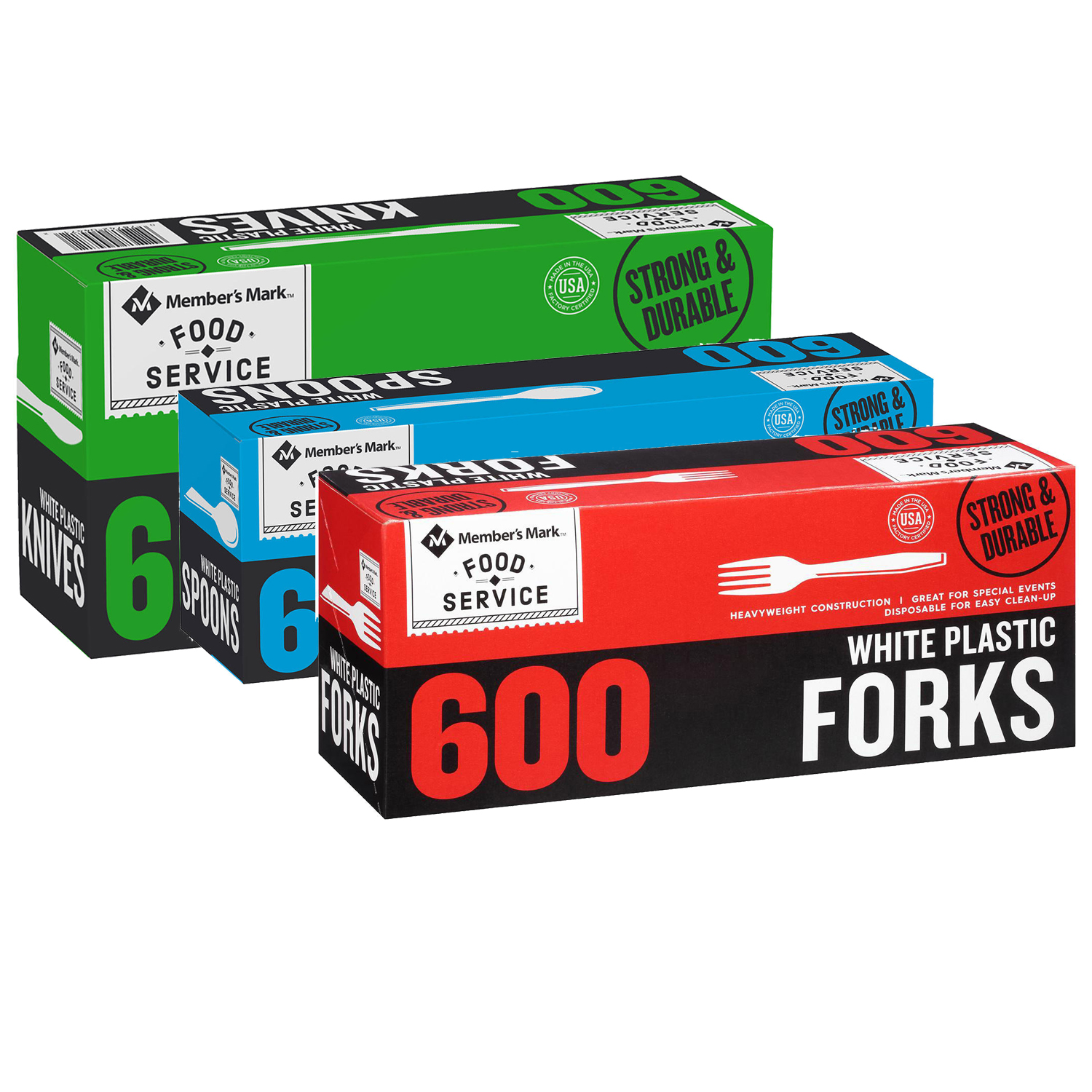 Member S Mark Plastic Knives, Spoons and Forks Heavy Weight Utensils