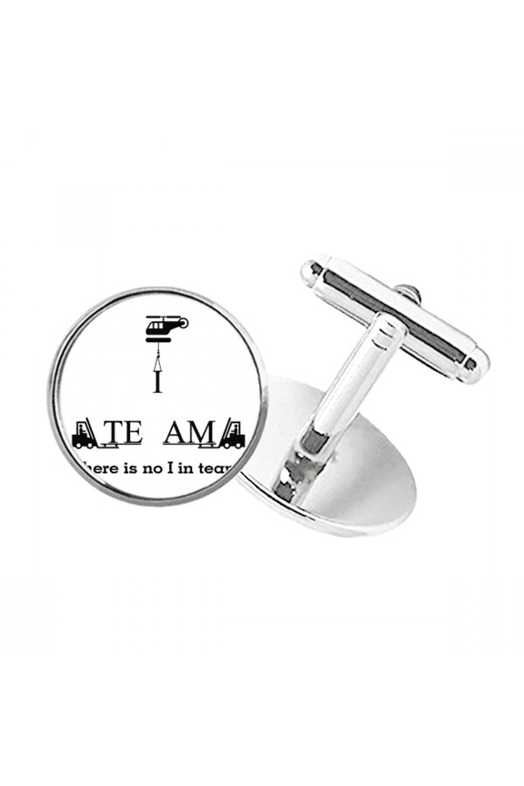 Member Team Forklift Helicopter Round Button Cuff Clip Stud Cufflinks