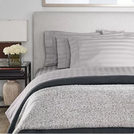 Member's Mark 700 Thread Count Egyptian CottonSolidSheet SetZinc,Queen