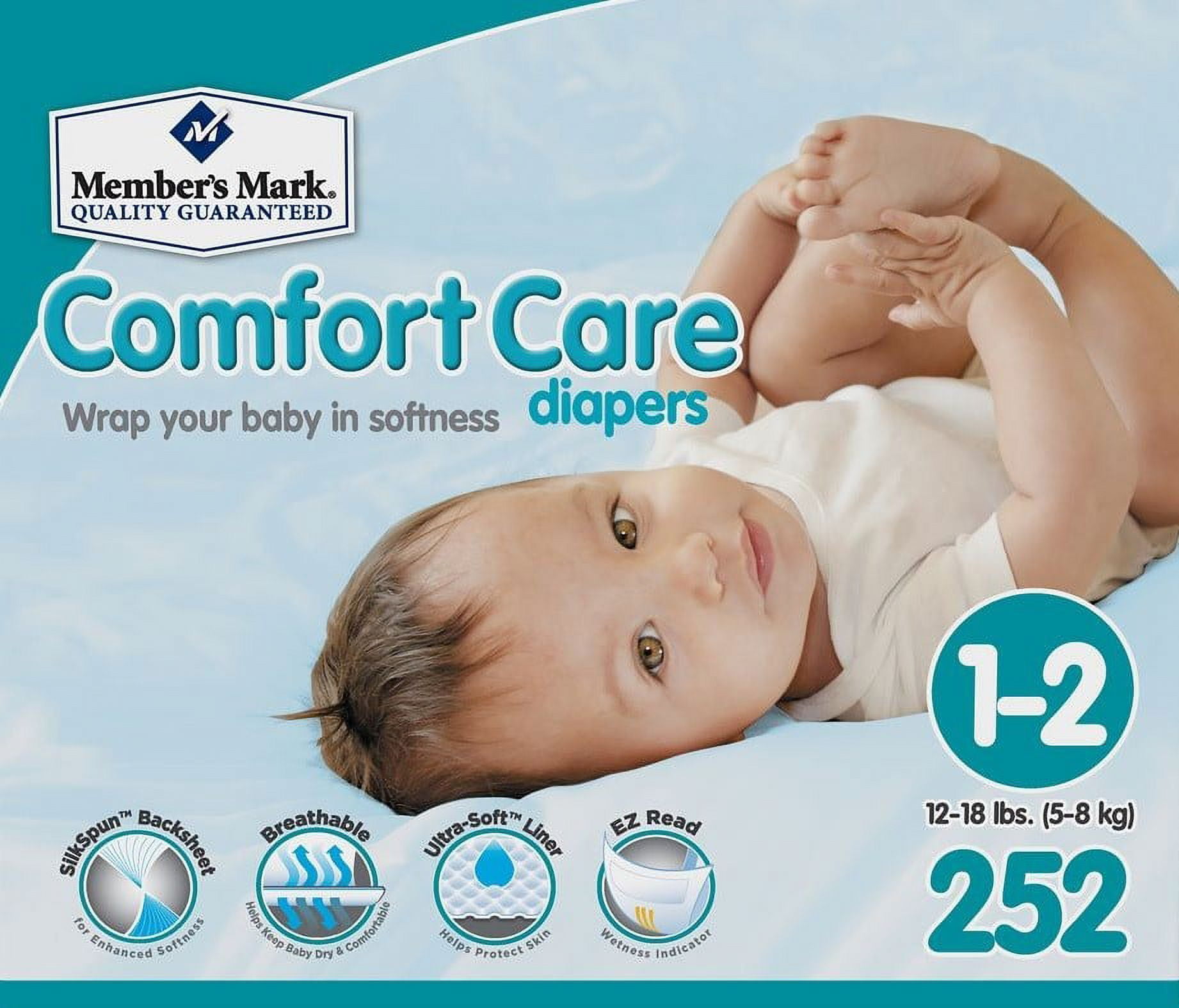Member s Mark Comfort Care Baby Diapers Size 1 2 252 Ct