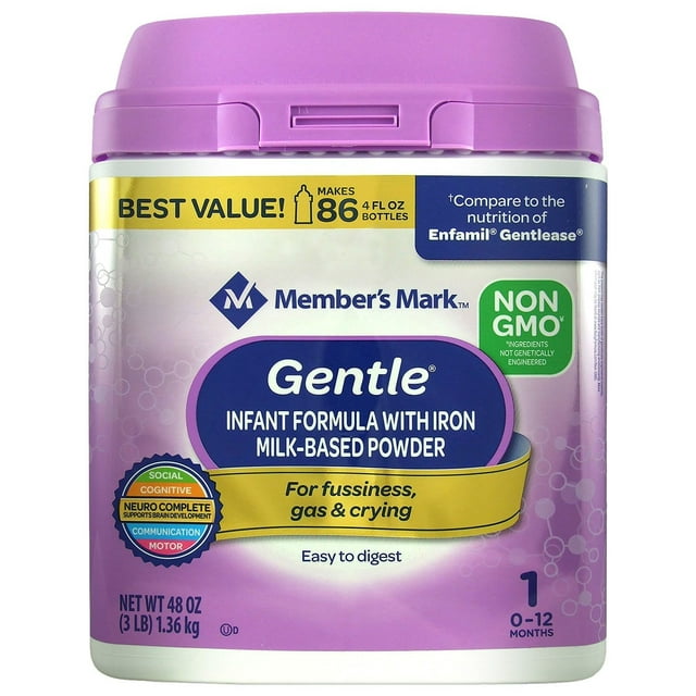 Member's Mark Non-GMO Infant Formula, Gentle, 48 Oz