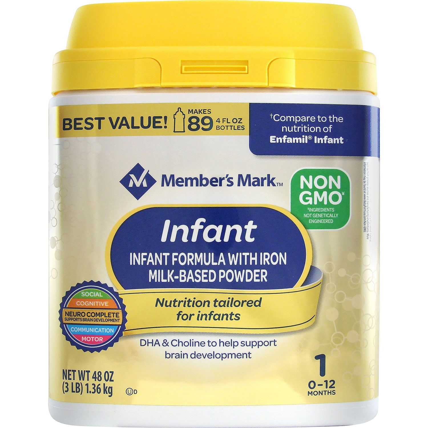 Member's Mark Non-GMO Infant Formula, Infant, 48 Oz - image 1 of 2