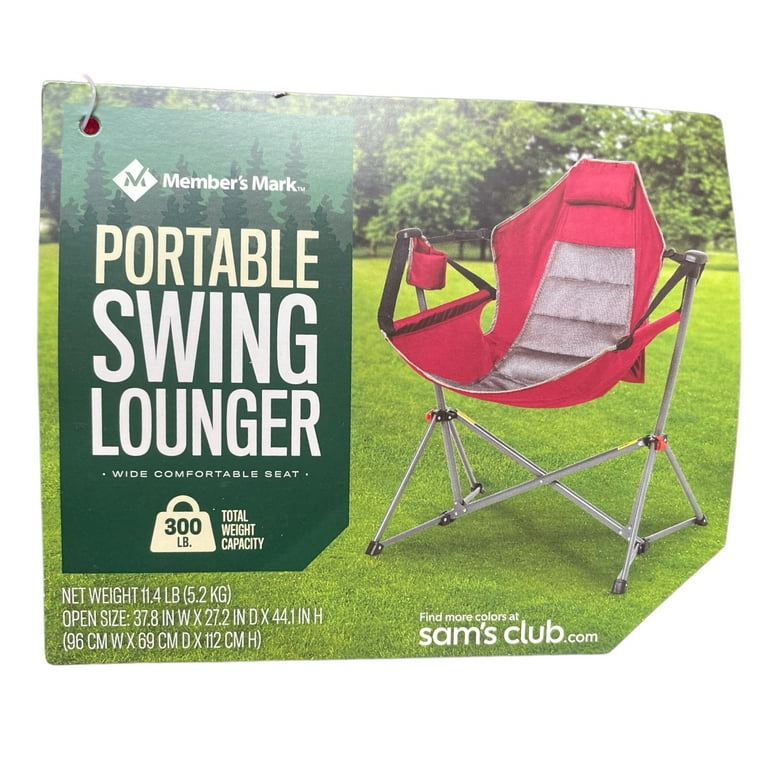 Member's Mark Portable Swing Lounger with Storage Bag, Red