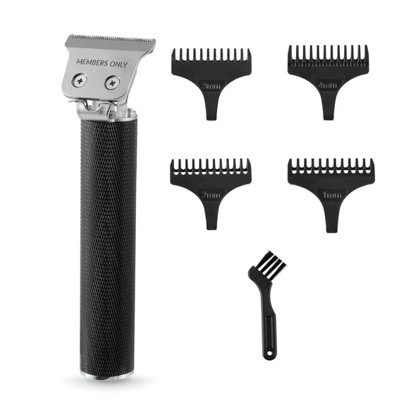 Members Only Hair Trimmer for Men, Lithium T-Blade Hair & Beard, High-Performance Stainless-Steel Blades, Close Trim Design, Type-C Rechargeable Battery, 4 Length Guards, Cleaning Brush C80