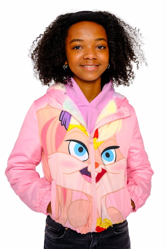 Girl's Midweight with Fur Lining Jacket Pink 4