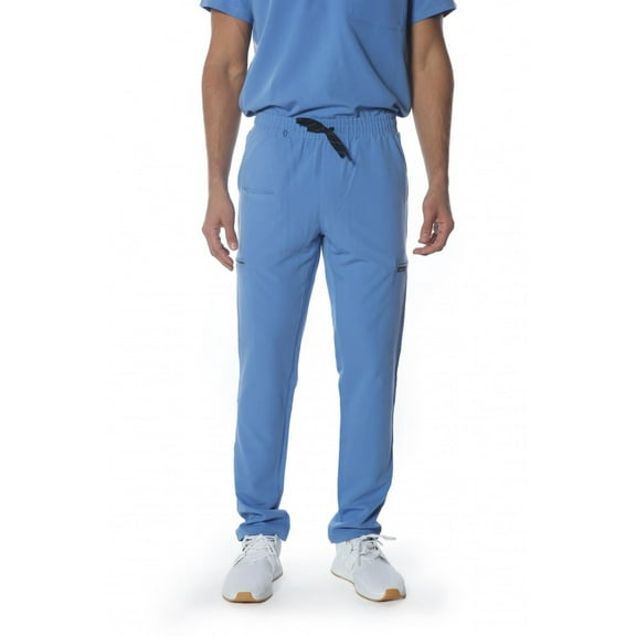 Members Only Men'S Scrub Drawstring Pant With Open Bottom - Ceil Blue-Ceil Blue-Small