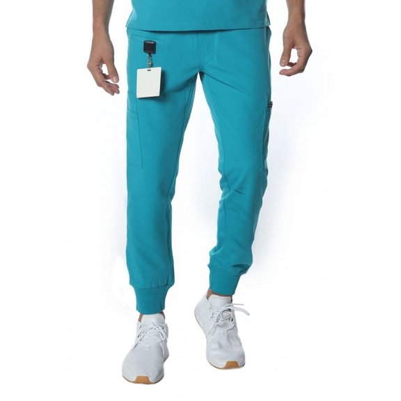 Members Only Men'S Scrub Drawstring Pant With Open Bottom - Teal-Teal-X-Large