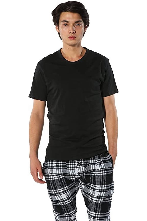 Men's 3PK Cotton Crew Neck T-Shirt - Black-BLACK-SMALL