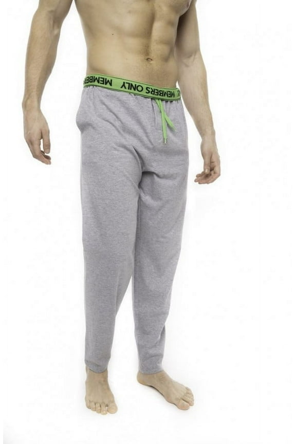 Men's Heather Contrast Elastic Sleep Pant, Lightweight Sweatpants for Men Cotton, Grey/Green, Size - S