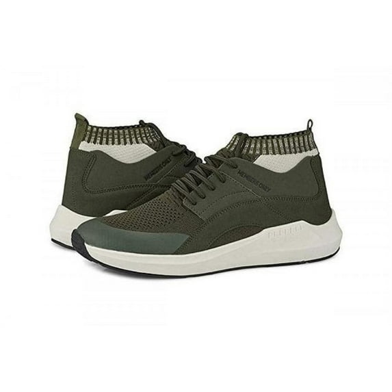 Members Only Men's Knit Sock Mesh Fashion Sneaker, Olive, 11