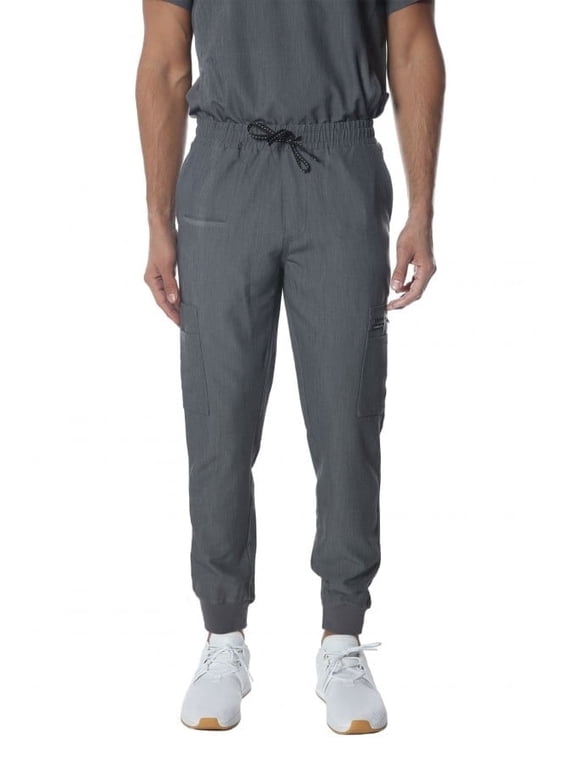 Men's Premium Drawstring Jogger Cargo Scrub Pants with 11 Pockets - Graphite - 2XL