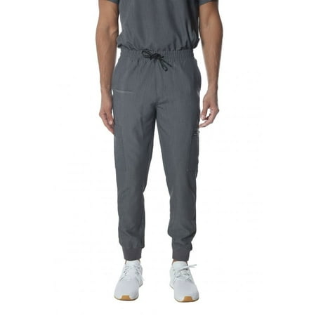 Members Only Men's Premium Drawstring Jogger Cargo Scrub Pants with 11 Pockets - Graphite - M