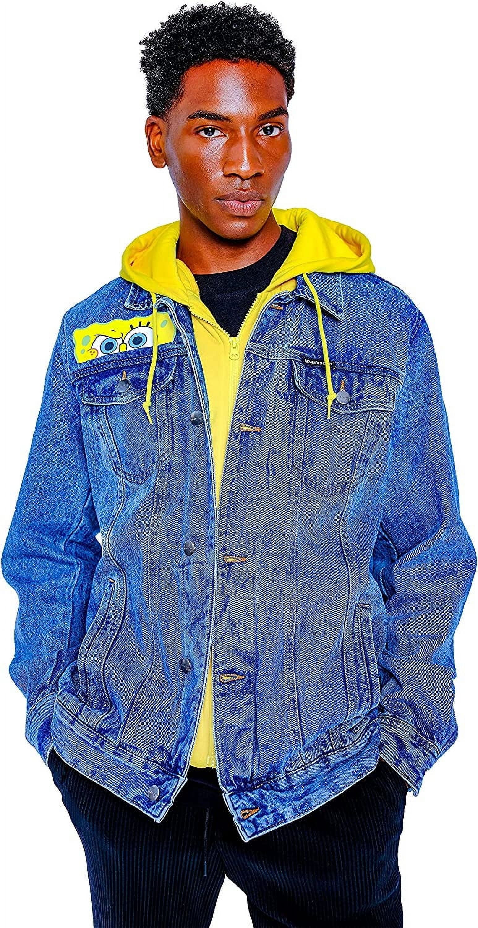 Members Only Men s SpongeBob Hoodie Trucker Jacket Indigo Small Walmart