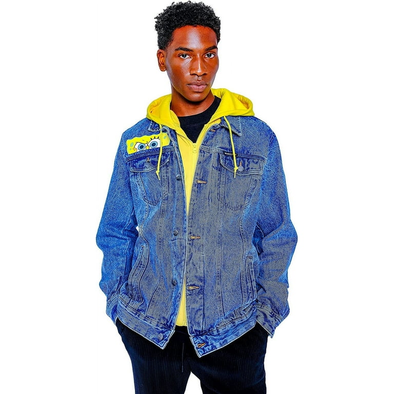 Members Only Men s SpongeBob Hoodie Trucker Jacket Indigo Small
