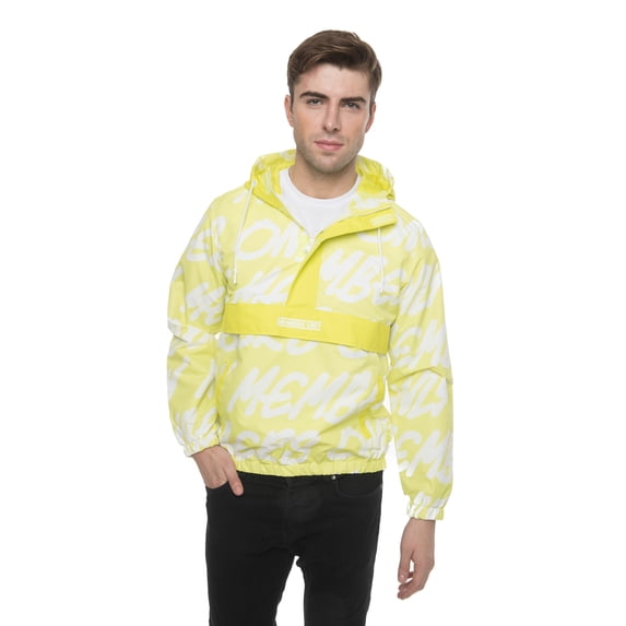 Members Only Men's Translucent Camo Print Popover Jacket, Lime, Large, Long Sleeves