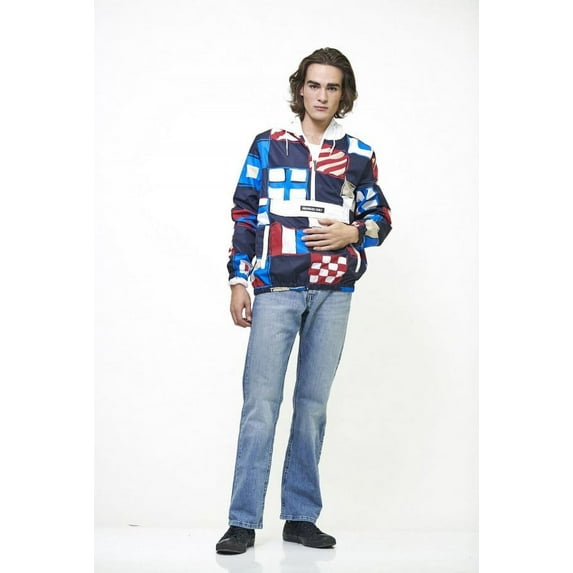 Members Only Mens Lightweight Pullover Windbreaker Jacket, Navy, S