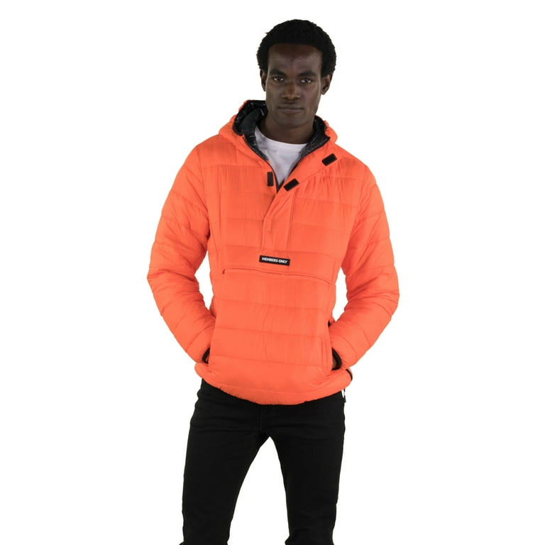 Members Only Mens Pullover Half Zip Puffer Jacket with Hood Gunmetal M Walmart