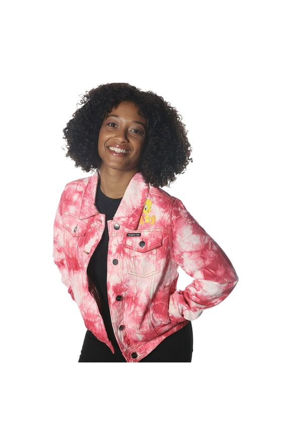 Women's Bull Denim Looney Tunes Trucker Jacket Pink M