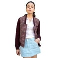thumbnail image 1 of Members Only Women's Updated Tweed Varsity Jacket - Burgundy - X-Small, 1 of 6