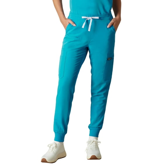 Members Only Women's Valencia Jogger Scrub Pants for Women - Teal - M