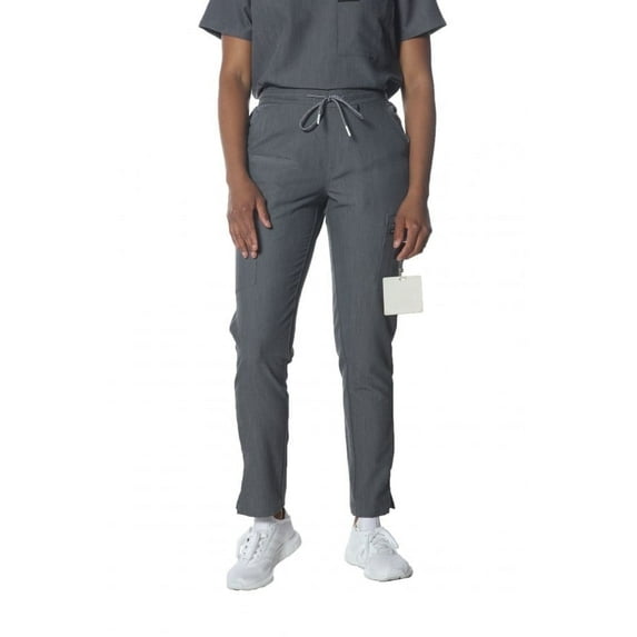 Members Only Scrub Jogger Cargo Pant for Women With Open Bottom Leg - Graphite - Large