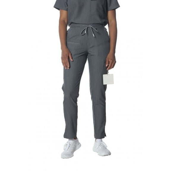 Members Only Scrub Jogger Cargo Pant for Women With Open Bottom Leg - Graphite - Large