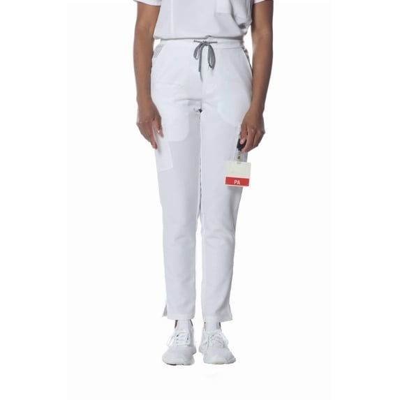Members Only Scrub Jogger Cargo Pant for Women With Open Bottom Leg - White - Small