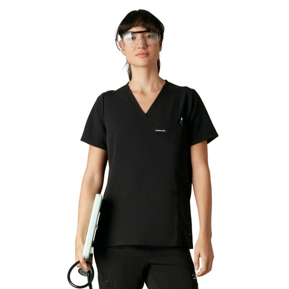 Siena 5-Pocket Women's Scrub Top, Comfort Fit, Moisture-Wicking Stretch Healthcare Uniform - Black - M