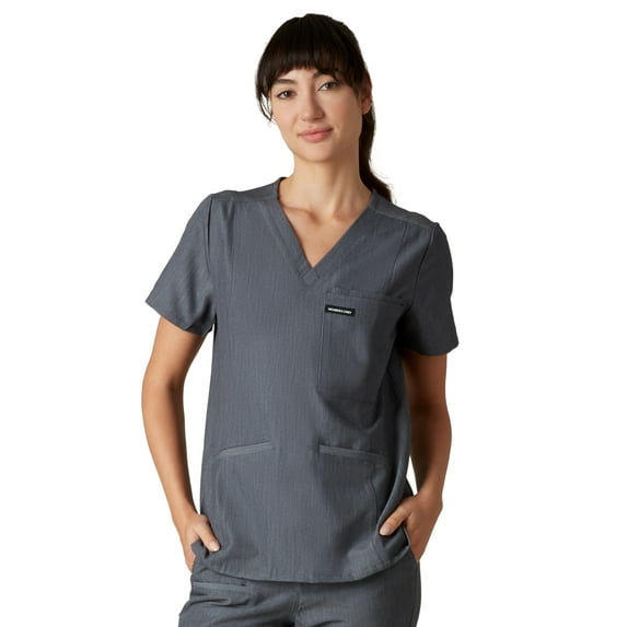 Siena 5-Pocket Women's Scrub Top, Comfort Fit, Moisture-Wicking Stretch Healthcare Uniform - Graphite - 2XL