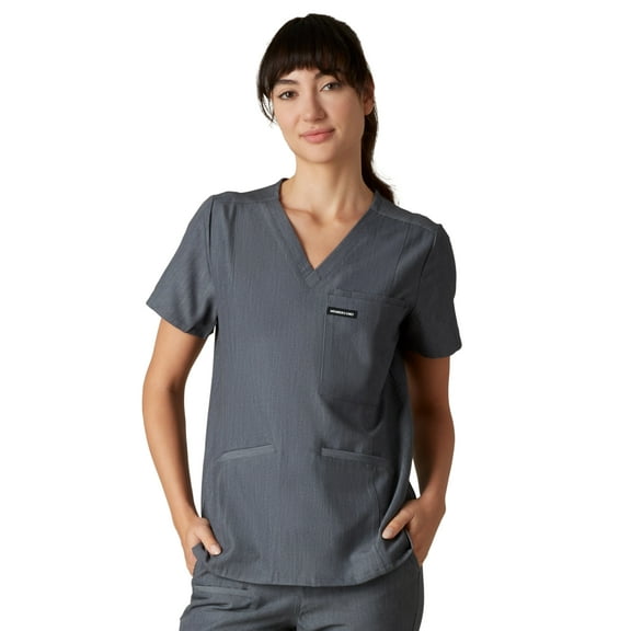 Siena 5-Pocket Women's Scrub Top, Comfort Fit, Moisture-Wicking Stretch Healthcare Uniform - Graphite - L