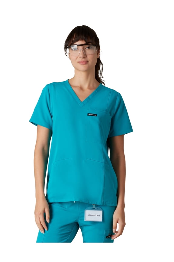 Siena 5-Pocket Women's Scrub Top, Comfort Fit, Moisture-Wicking Stretch Healthcare Uniform - Teal - 2XL