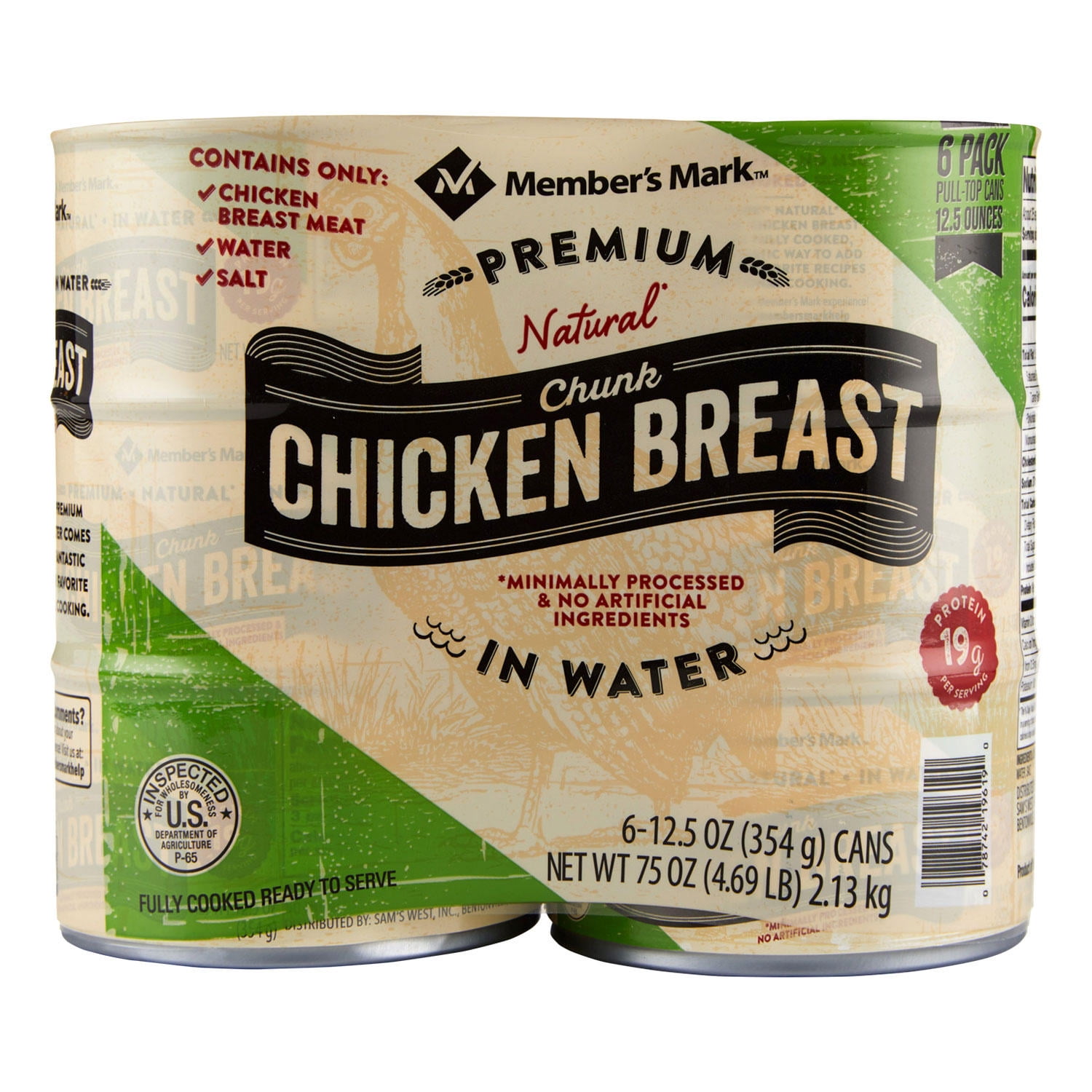 Members Premium Chunk Chicken Breast, 12.5 Oz, 6 Ct 