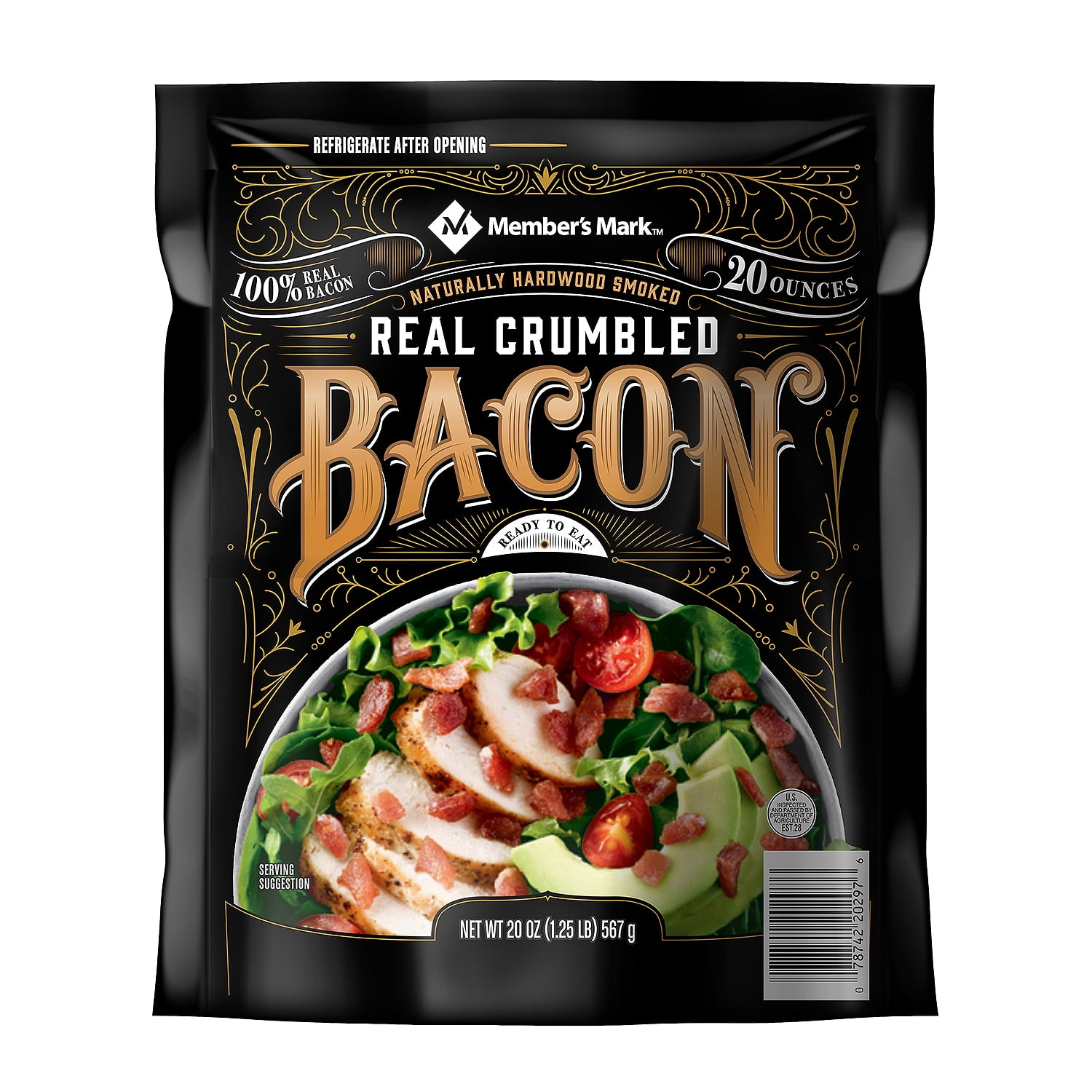 Members Real Crumbled Bacon, 20 Oz