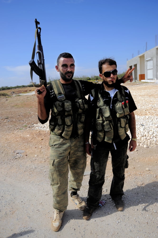 Members of the Free Syrian Army Canvas Art - Andrew ChittockStocktrek Images (12 x 18)