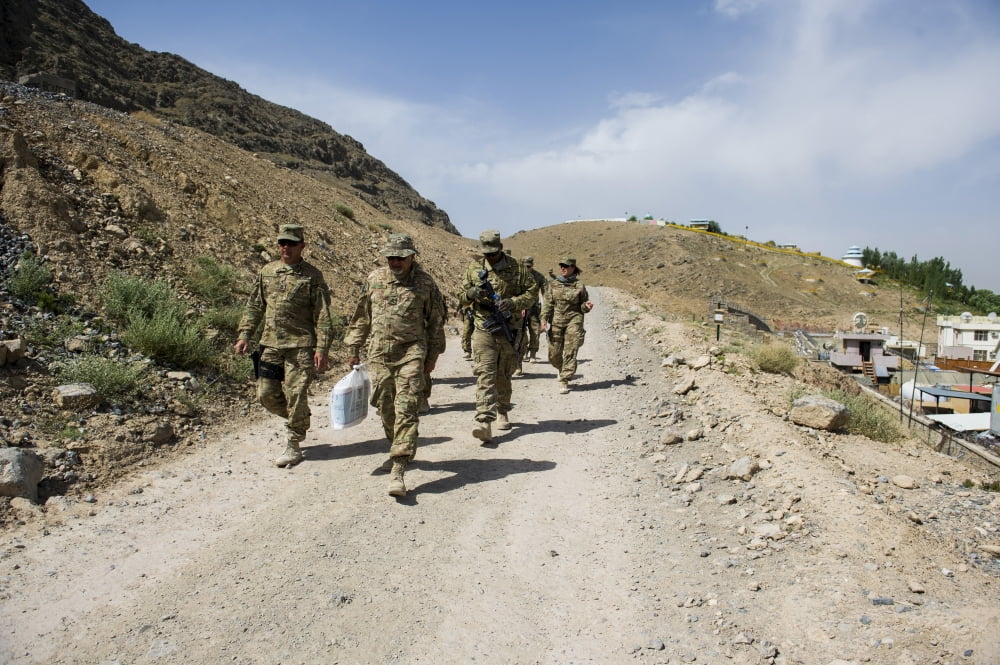 Members of the Kentucky National Guard in Arghandab Afghanistan Canvas Art - Stocktrek Images (35 x 23)