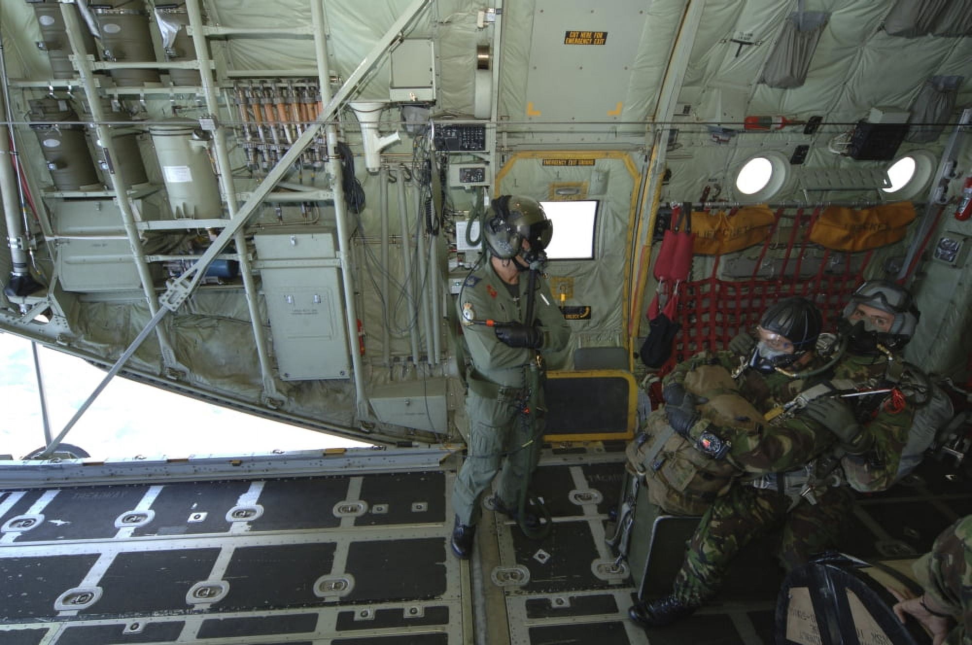 Members of the Pathfinder Platoon await to jump from a Royal Air Force C-130 Hercules Canvas Art - Andrew ChittockStocktrek Images (34 x 23)