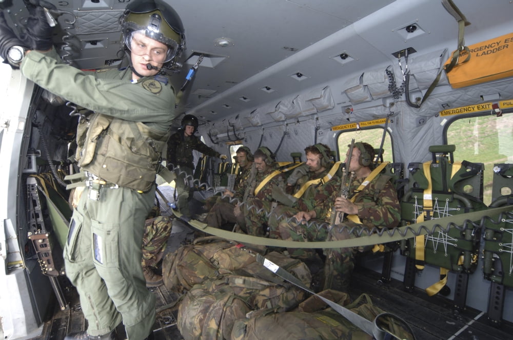 Members of the Pathfinder Platoon in a Merlin helicopter during a training exercise Canvas Art - Andrew ChittockStocktrek Images (17 x 12)