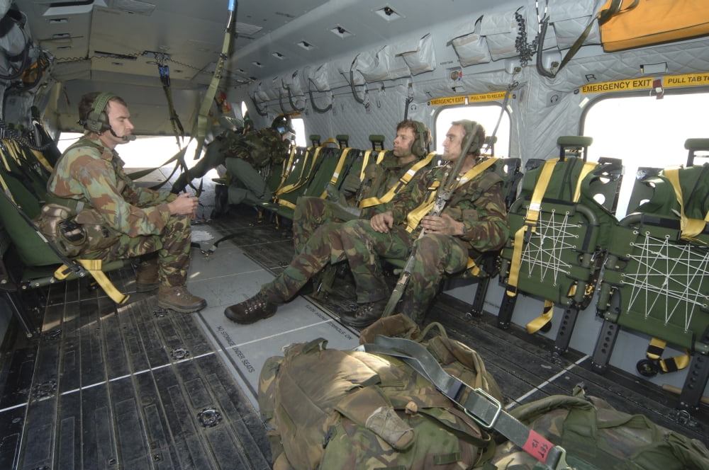Members of the Pathfinder Platoon in a Merlin helicopter during a training exercise Canvas Art - Andrew ChittockStocktrek Images (34 x 23)