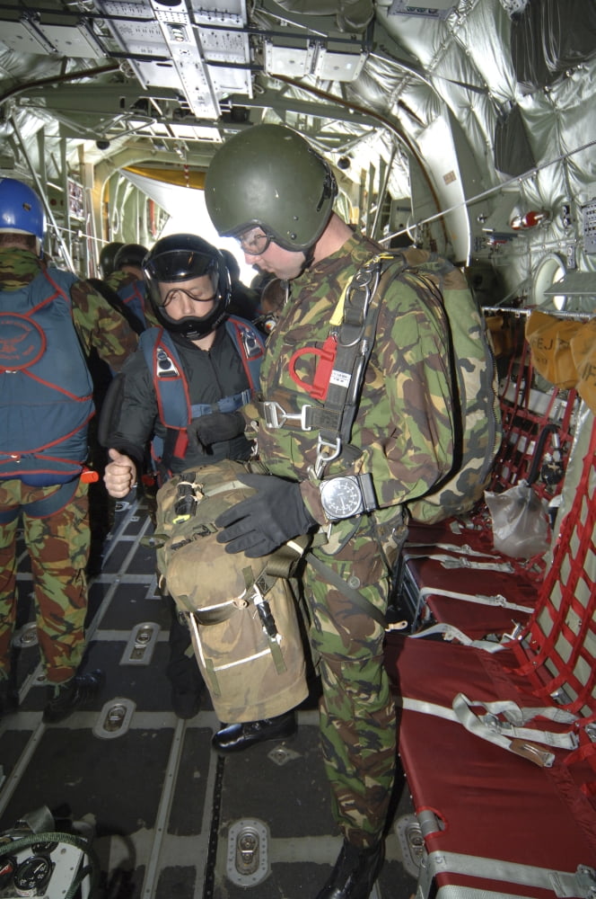 Members of the Pathfinder Platoon wait for parachute jump training aboard a C-130 Hercules Canvas Art - Andrew ChittockStocktrek Images (12 x 17)