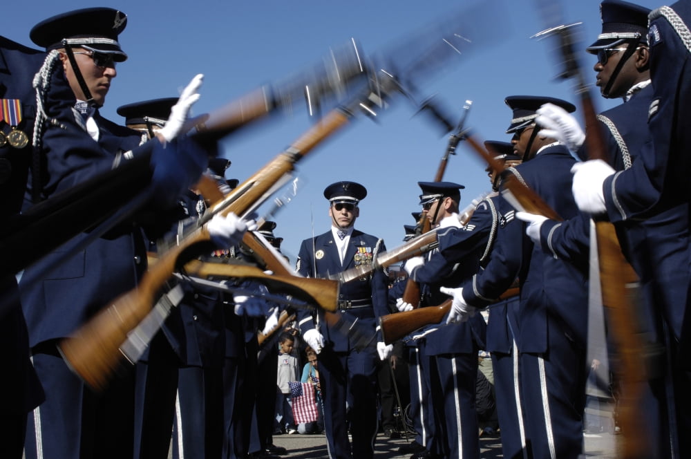 Members of the United States Air Force Drill Team perform Canvas Art - Stocktrek Images (34 x 23)