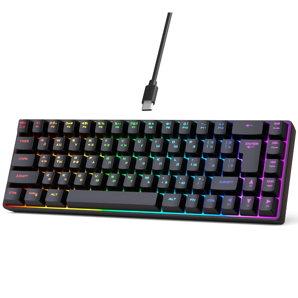 Membrane Keyboard 68Keys Mini Keypad LED Backlits Keycaps Typewriter ...