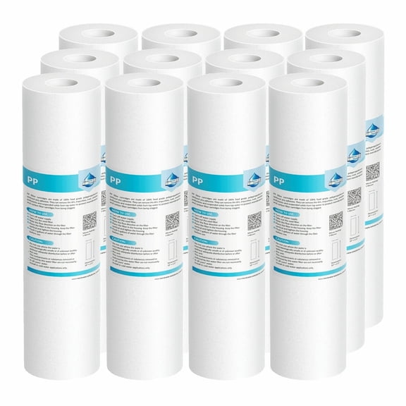 Membrane Solutions 1 Micron Sediment Water Filter Replacement PP Polypropylene Cartridge 10"x 2.5"in for Whole House RO Well Water Filtration, 12 Pack