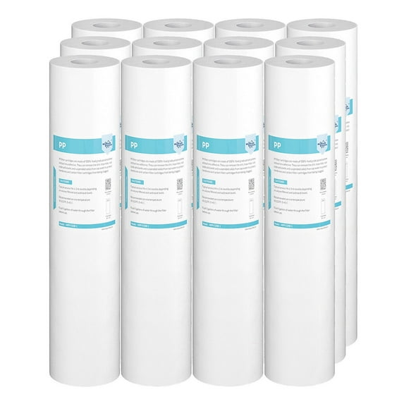 Membrane Solutions 1 Micron Sediment Water Filter Replacement Polypropylene Cartridge 20" x 2.5" for Whole House Filter System - 12 Pack