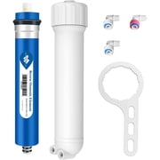 Membrane Solutions 100 GPD Reverse Osmosis Membrane RO Membrane Housing Kit with 1/4" Quick-Connect, Wrench, Check Valve for Residential Household Hospital Water Filtration System