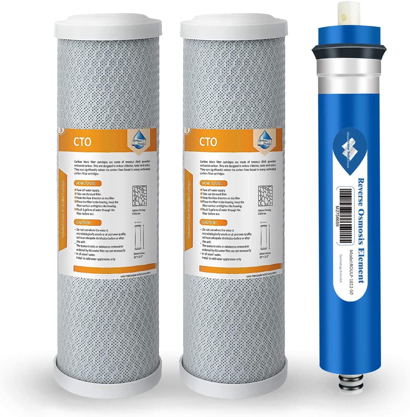 Membrane Solutions 2-Stage Replacement Water Filters for GE GXRM10RBL, GXRM10G (Combo Pack)